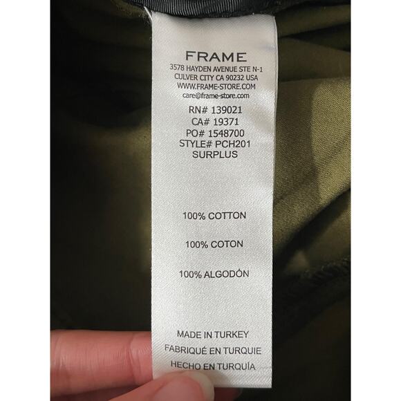 Frame pants pleated cotton twill wide leg green size 31 - Picture 7 of 7